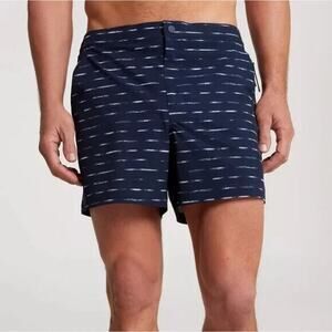 VRST Men’s 5” Resort Short - Navy/Sand Washed Stripe - Size Small NWT